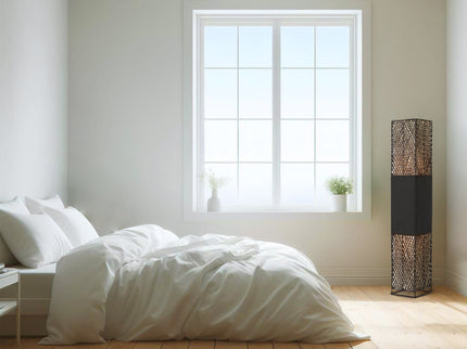 Heliolux Floor Lamp Khaki Black with Paper Rope Shade.