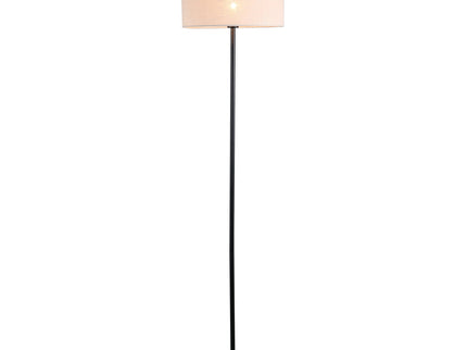 Linea Floor Lamp with Fabric Linen Shade and Iron Base.