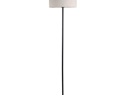 Linea Floor Lamp with Fabric Linen Shade and Iron Base.