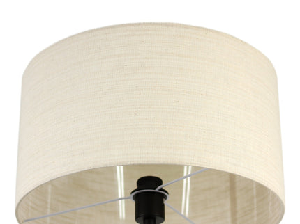 Linea Floor Lamp with Fabric Linen Shade and Iron Base.