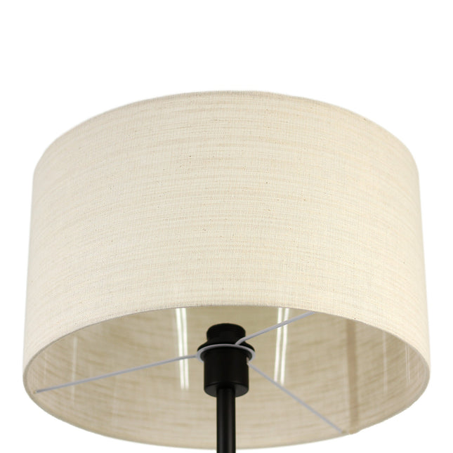 Linea Floor Lamp with Fabric Linen Shade and Iron Base.