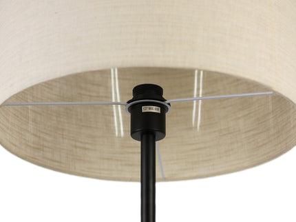 Linea Floor Lamp with Fabric Linen Shade and Iron Base.