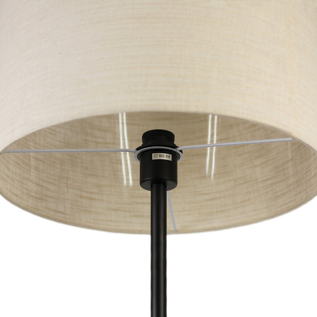Linea Floor Lamp with Fabric Linen Shade and Iron Base.