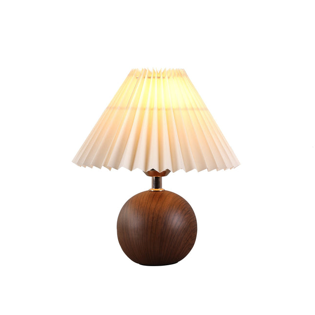 Orbelle Table Lamp White Walnut Ceramic Base Fabric Shade.