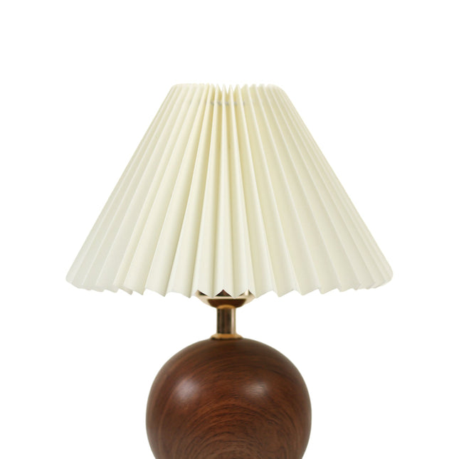 Orbelle Table Lamp White Walnut Ceramic Base Fabric Shade.