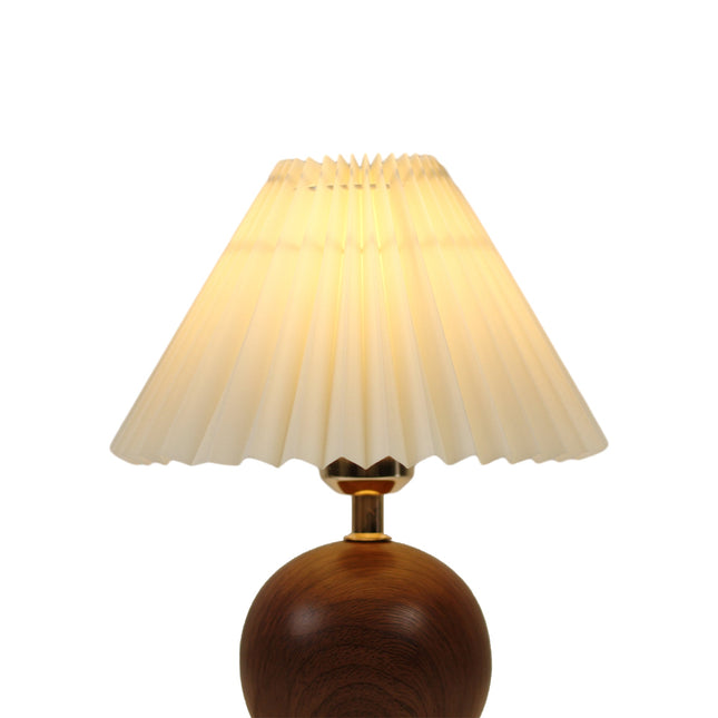 Orbelle Table Lamp White Walnut Ceramic Base Fabric Shade.