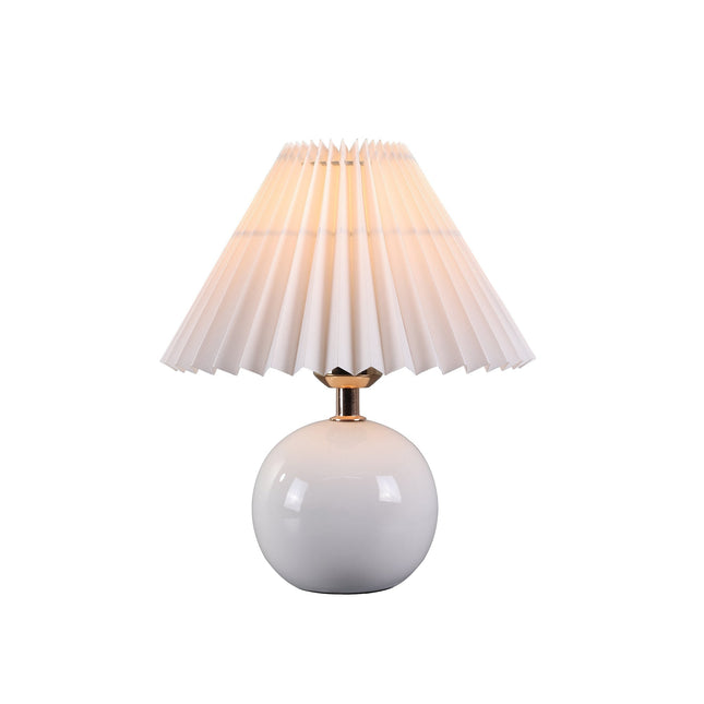 Orbelle Table Lamp White Walnut Ceramic Base Fabric Shade.