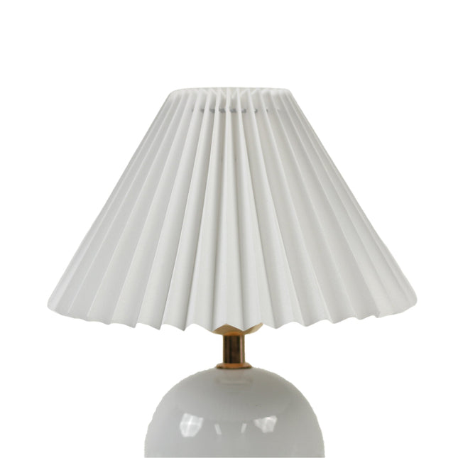 Orbelle Table Lamp White Walnut Ceramic Base Fabric Shade.