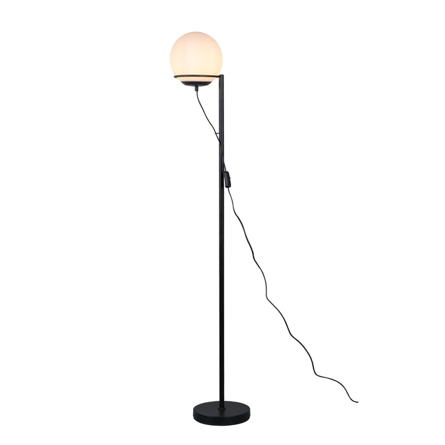 Sphera Floor Lamp Opal Smoky Glass with Iron Base for Indoor Use.