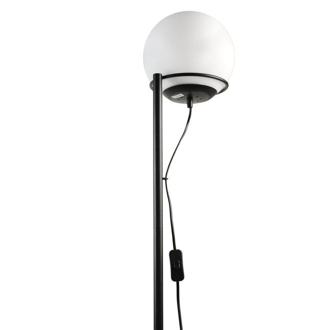 Sphera Floor Lamp Opal Smoky Glass with Iron Base for Indoor Use.
