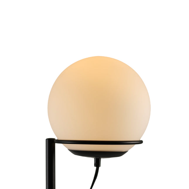 Sphera Floor Lamp Opal Smoky Glass with Iron Base for Indoor Use.