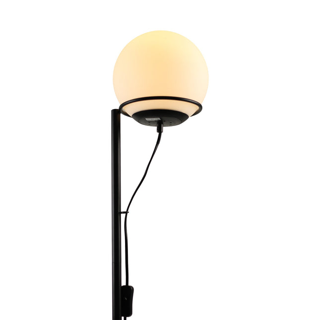 Sphera Floor Lamp Opal Smoky Glass with Iron Base for Indoor Use.