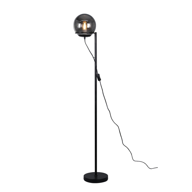 Sphera Floor Lamp Opal Smoky Glass with Iron Base for Indoor Use.