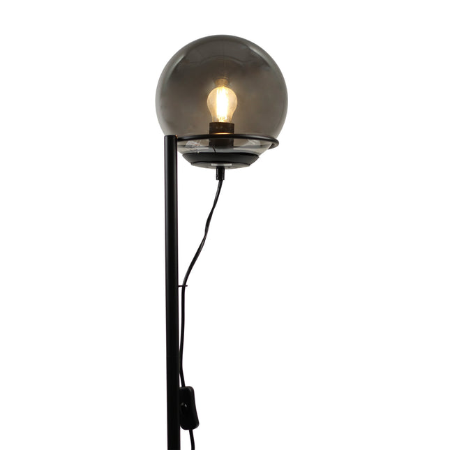 Sphera Floor Lamp Opal Smoky Glass with Iron Base for Indoor Use.