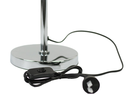 Noemi Table Lamp with Chrome Base and Glass Shade for Indoor Use.
