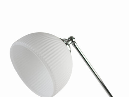Noemi Table Lamp with Chrome Base and Glass Shade for Indoor Use.
