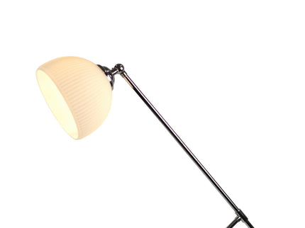 Noemi Table Lamp with Chrome Base and Glass Shade for Indoor Use.