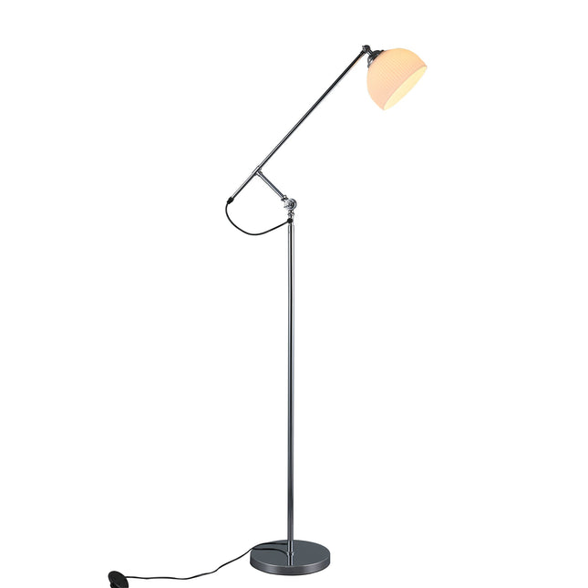 Noemi Floor Lamp with Chrome Base and Glass Shade for Living Room.