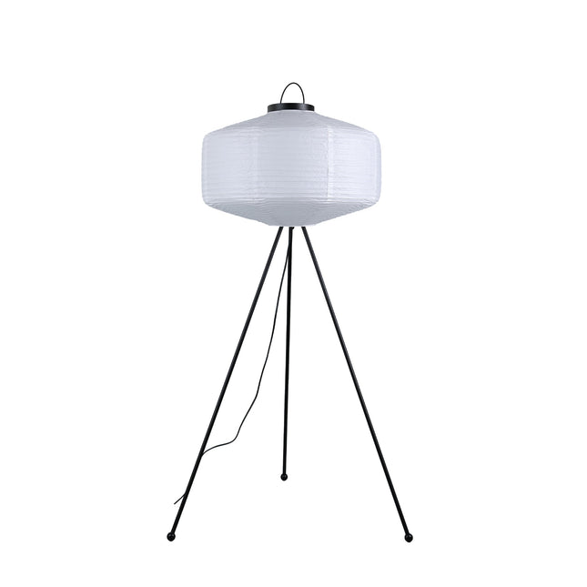 Seren Tripod Floor Lamp with White Paper Shade for Living Room.