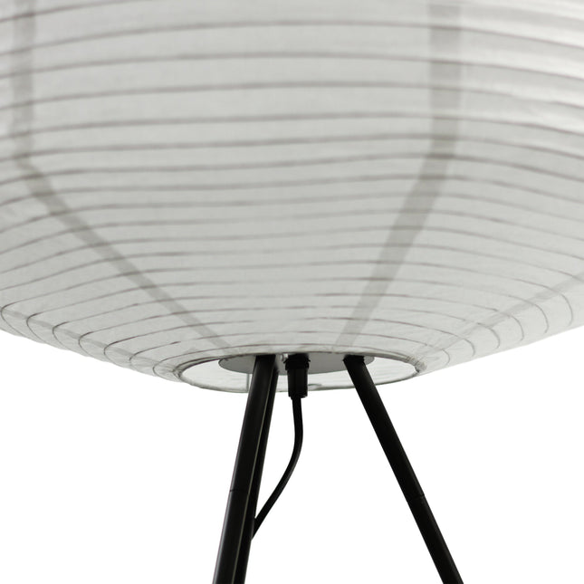 Seren Tripod Floor Lamp with White Paper Shade for Living Room.