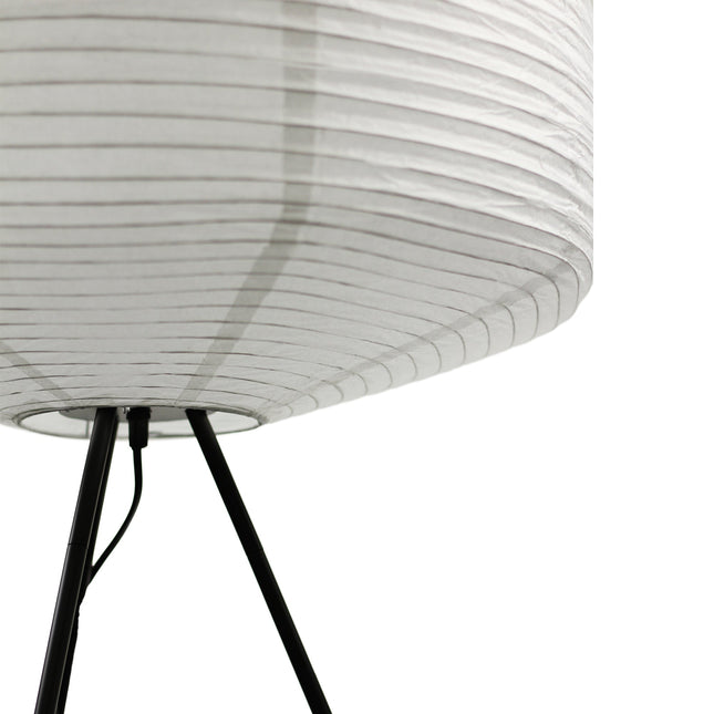 Seren Tripod Floor Lamp with White Paper Shade for Living Room.