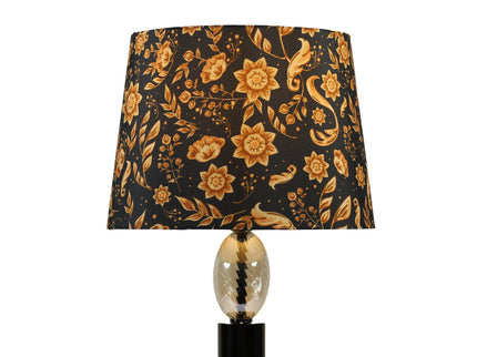 Aurelia Table Lamp with Black Nickel Finish and Cloth Shade.