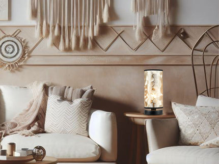 Maris Table Lamp with Gold Trim PVC Shade for Modern Indoor Decor.