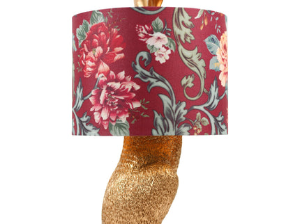 Thistle Rabbit Sitting Table Lamp with Red Flower Shade.