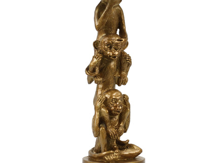 Sage Three Wise Monkey Table Lamp with Black Cloth Shade.