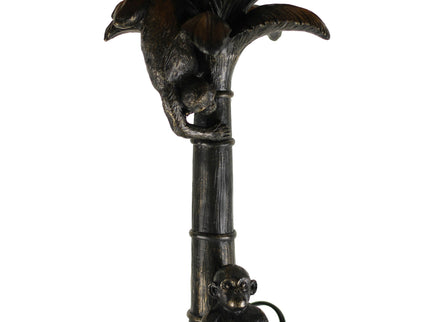 Palmer Two Monkeys Table Lamp with Blue Cloth Shade for Living Room.