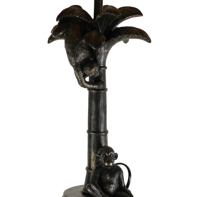 Palmer Two Monkeys Table Lamp with Blue Cloth Shade for Living Room.