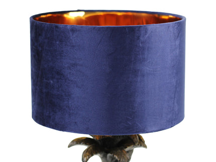 Palmer Two Monkeys Table Lamp with Blue Cloth Shade for Living Room.