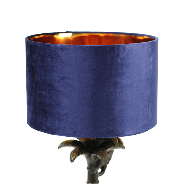Palmer Two Monkeys Table Lamp with Blue Cloth Shade for Living Room.