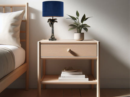 Palmer Two Monkeys Table Lamp with Blue Cloth Shade for Living Room.