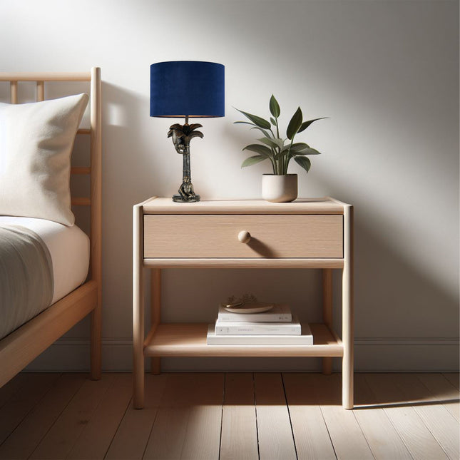 Palmer Two Monkeys Table Lamp with Blue Cloth Shade for Living Room.
