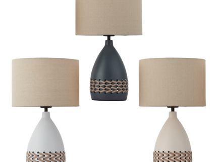 Piper Table Lamp Grey Cream White Modern Indoor Lighting.