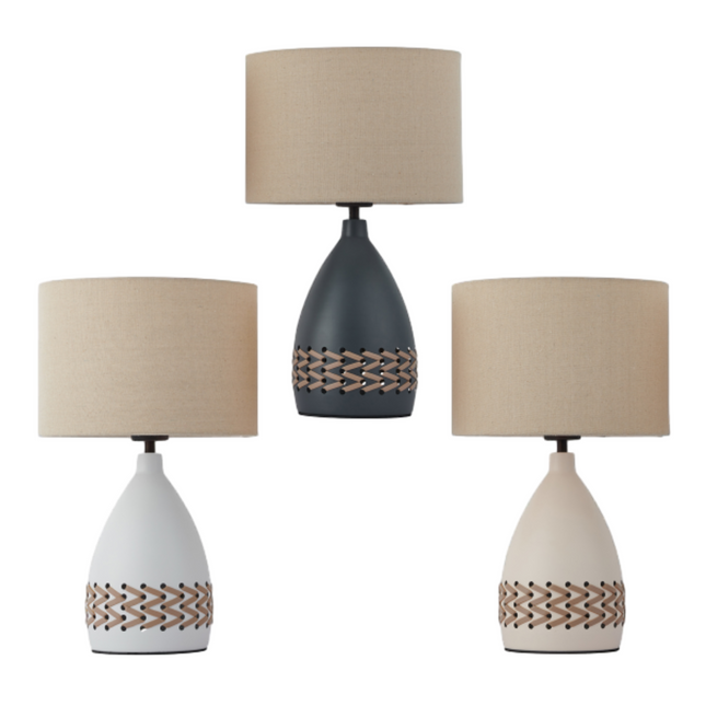 Piper Table Lamp Grey Cream White Modern Indoor Lighting.
