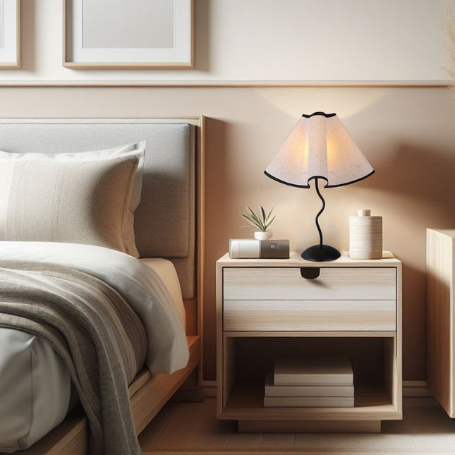 Wyatt Table Lamp Modern Wavy Bedside Nightstand Light.