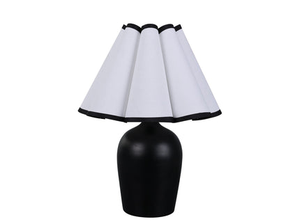 Wilma Touch Table Lamp with Fabric Shade and Black Iron Base.