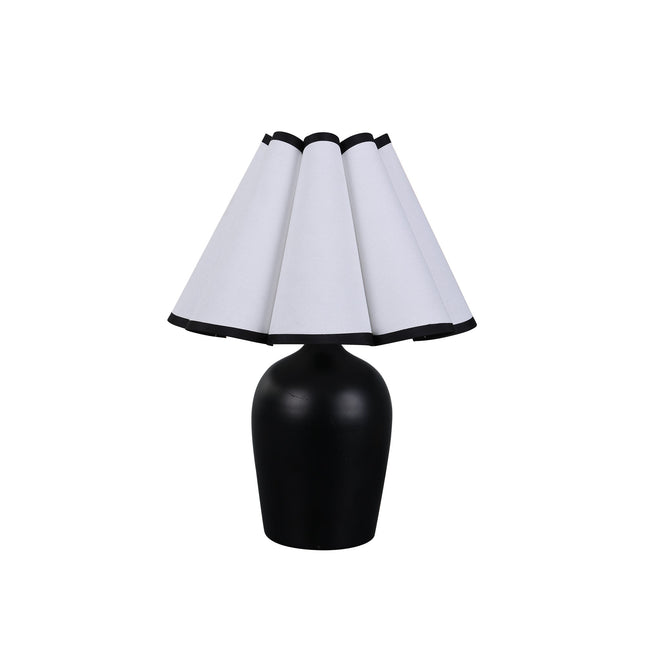 Wilma Touch Table Lamp with Fabric Shade and Black Iron Base.