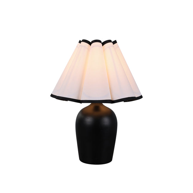 Wilma Touch Table Lamp with Fabric Shade and Black Iron Base.