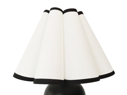 Wilma Touch Table Lamp with Fabric Shade and Black Iron Base.