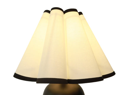 Wilma Touch Table Lamp with Fabric Shade and Black Iron Base.