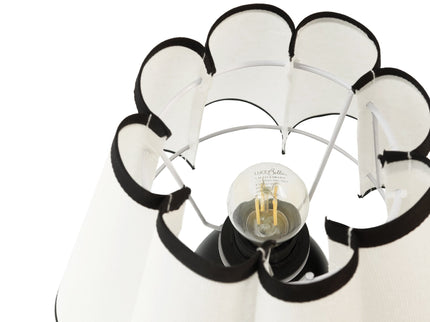 Wilma Touch Table Lamp with Fabric Shade and Black Iron Base.