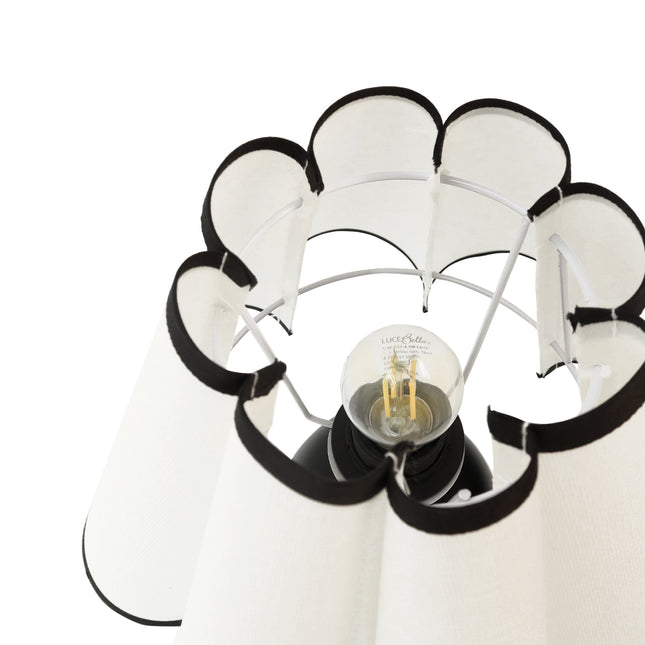 Wilma Touch Table Lamp with Fabric Shade and Black Iron Base.