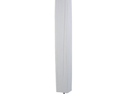 Shadea Floor Lamp with White Fabric Shade and Chrome Base.