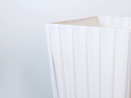 Shadea Floor Lamp with White Fabric Shade and Chrome Base.