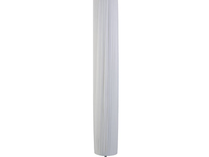 Eclara Floor Lamp with White Fabric Shade and Chrome Base.