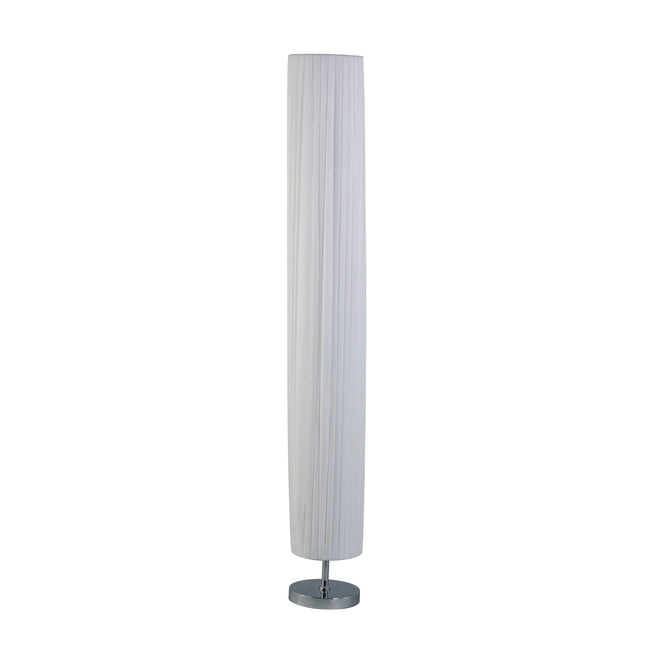 Eclara Floor Lamp with White Fabric Shade and Chrome Base.