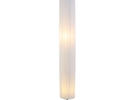 Eclara Floor Lamp with White Fabric Shade and Chrome Base.